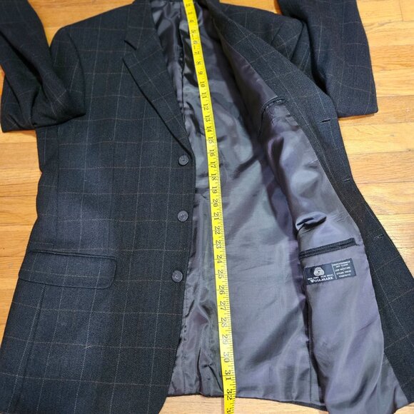 Mens Enrico Gelini Plaid Wool Blazer Jacket 3-Button Front Charcoal Gray Size 42 - Picture 14 of 14